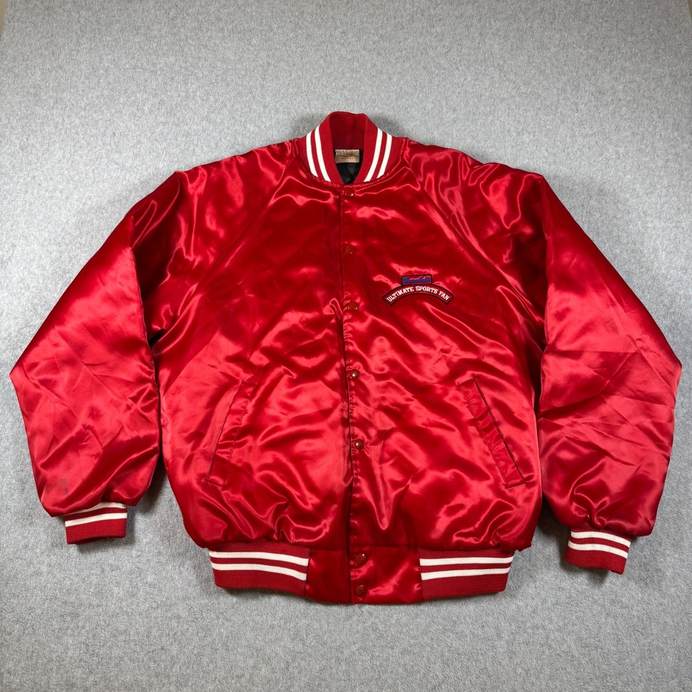 Auburn Sportswear Varsity Jacket Mens Red Ultimate Sports Fan Bomber Satin L